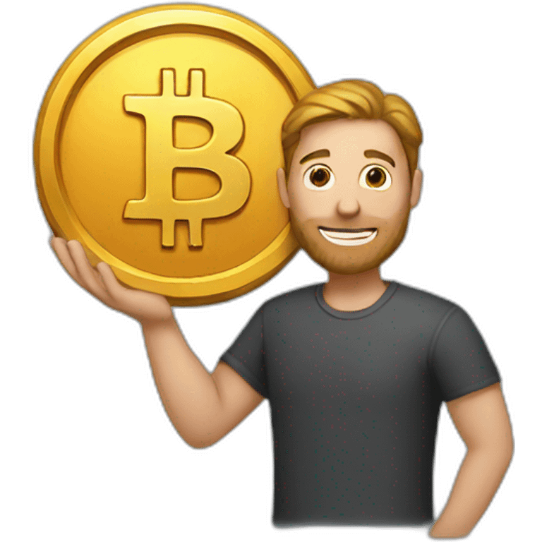 Man holding bitcoin emoji