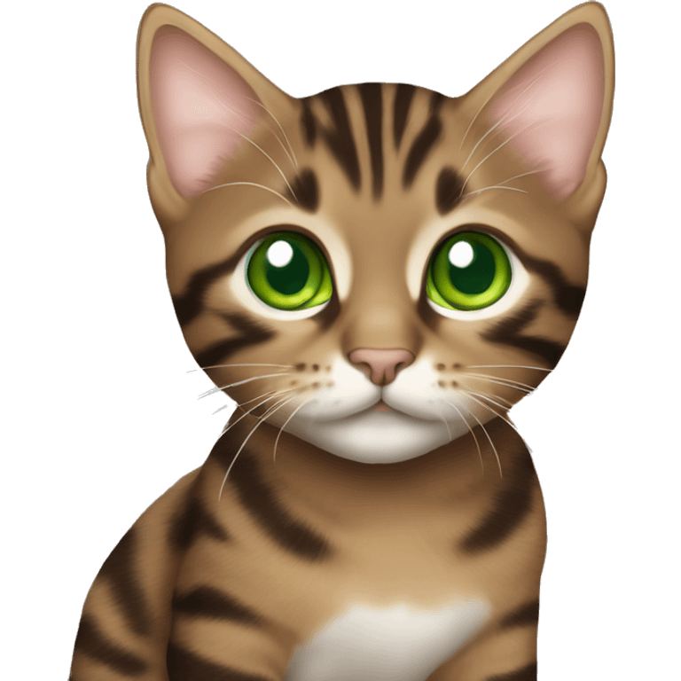 brown tabby kitten with green eyes emoji