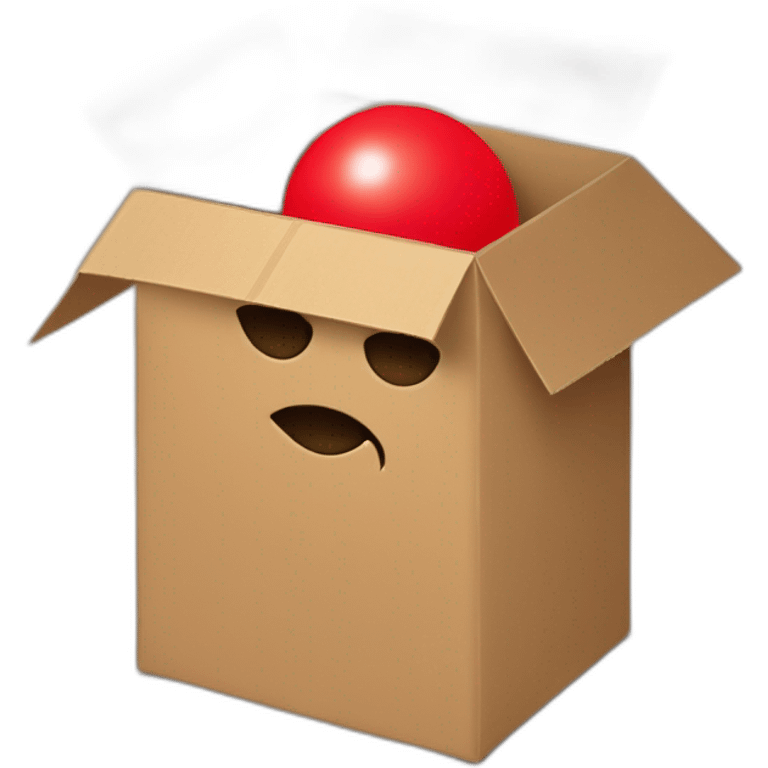 A shy and red hot face cardboard box emoji