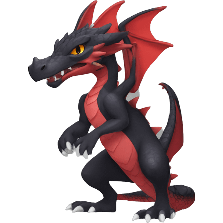 Anthro Cute cool black red nargacuga dragon animal hybrid Fakemon full body emoji