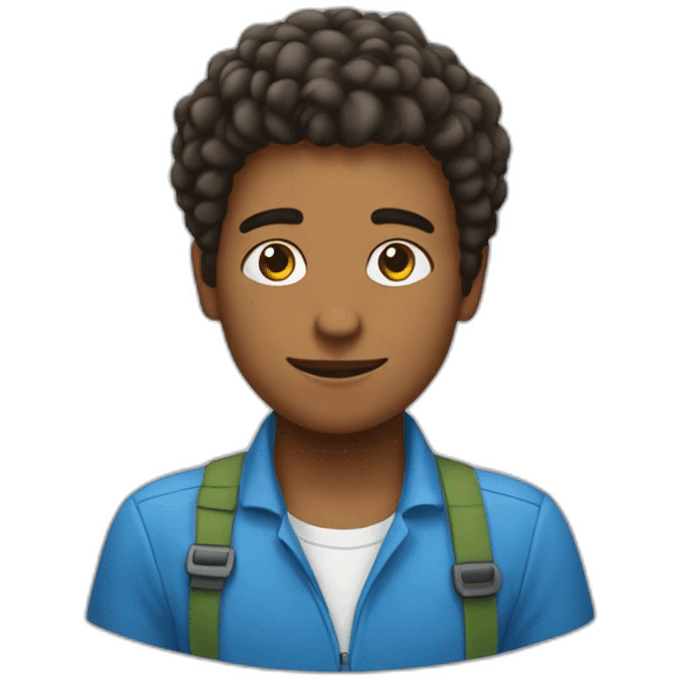 Un garçon avec les cheveux teinturier enbleu étoile. emoji