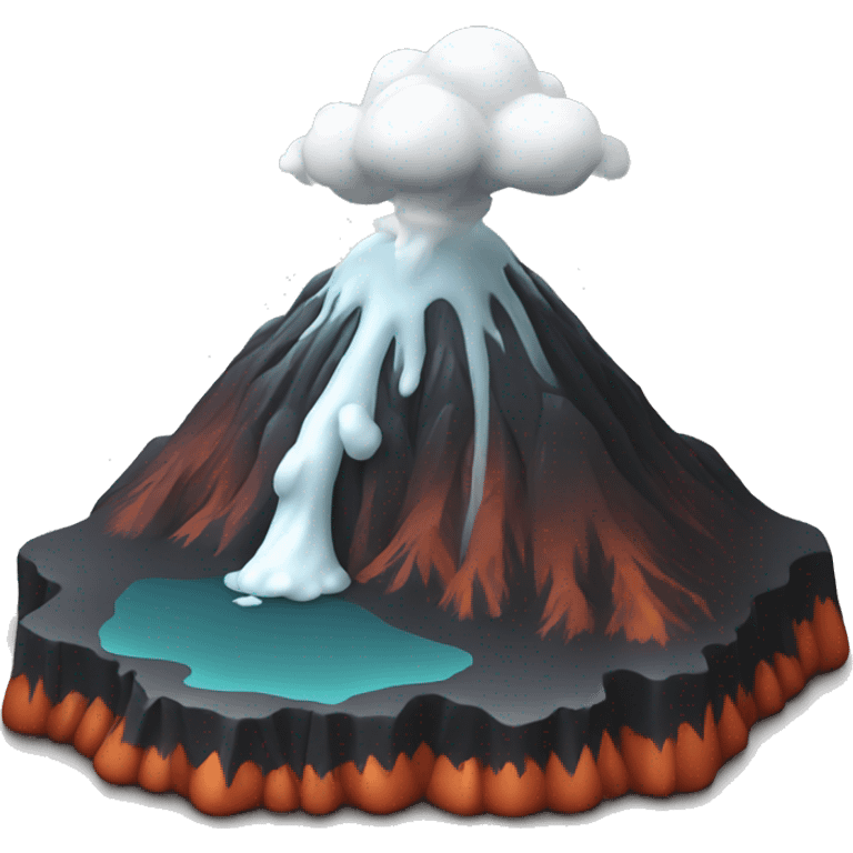 volcano with a white liquid emoji