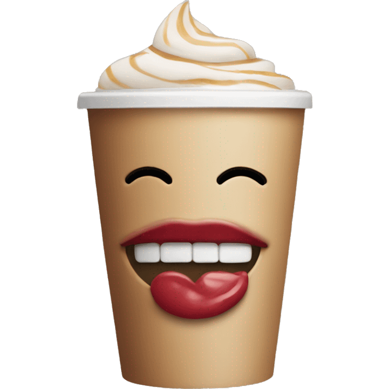 Starbucks cup with lipstick kiss mark emoji