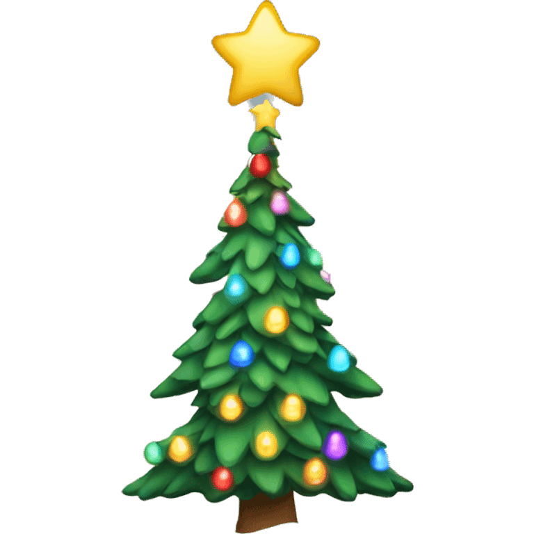 Christmas tree with colorful lights and snow  emoji