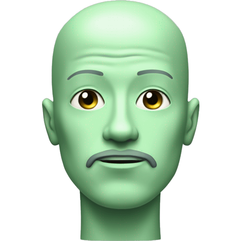 Pastel green bald male cyborg head with goatee emoji