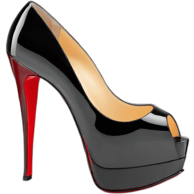 Louboutin Black patent Leather Lady Peep Toe Platform emoji