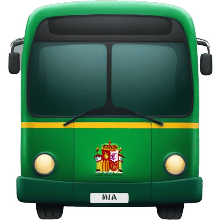 Dark green bus with a Spanish flag emoji