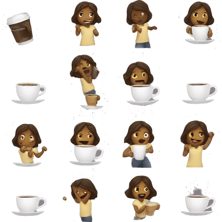 girl chasing  coffee emoji