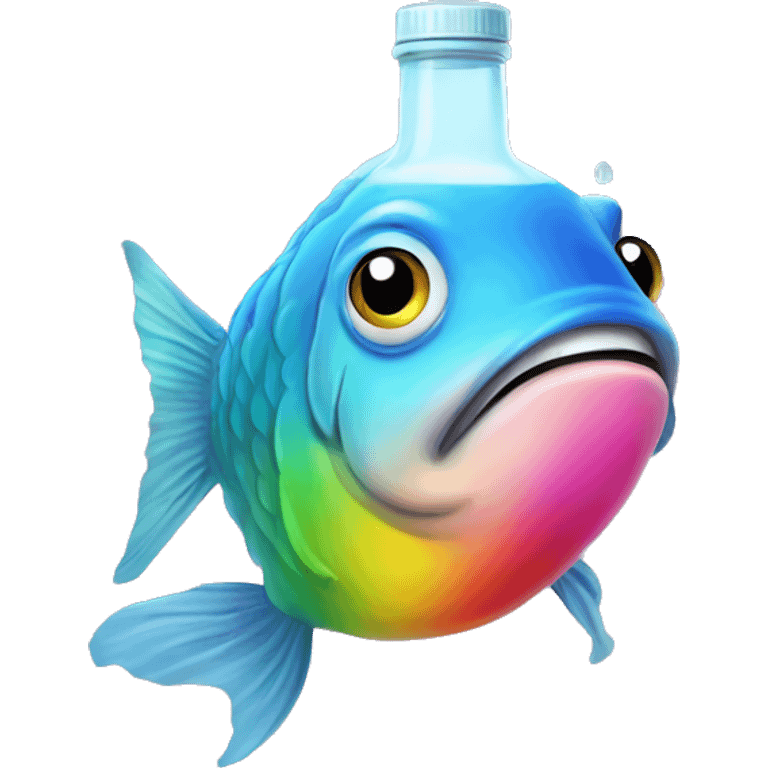 Gay fish holding a bottle of vape juice  emoji