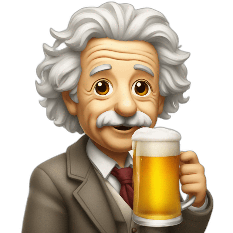 albert einstein with a beer emoji