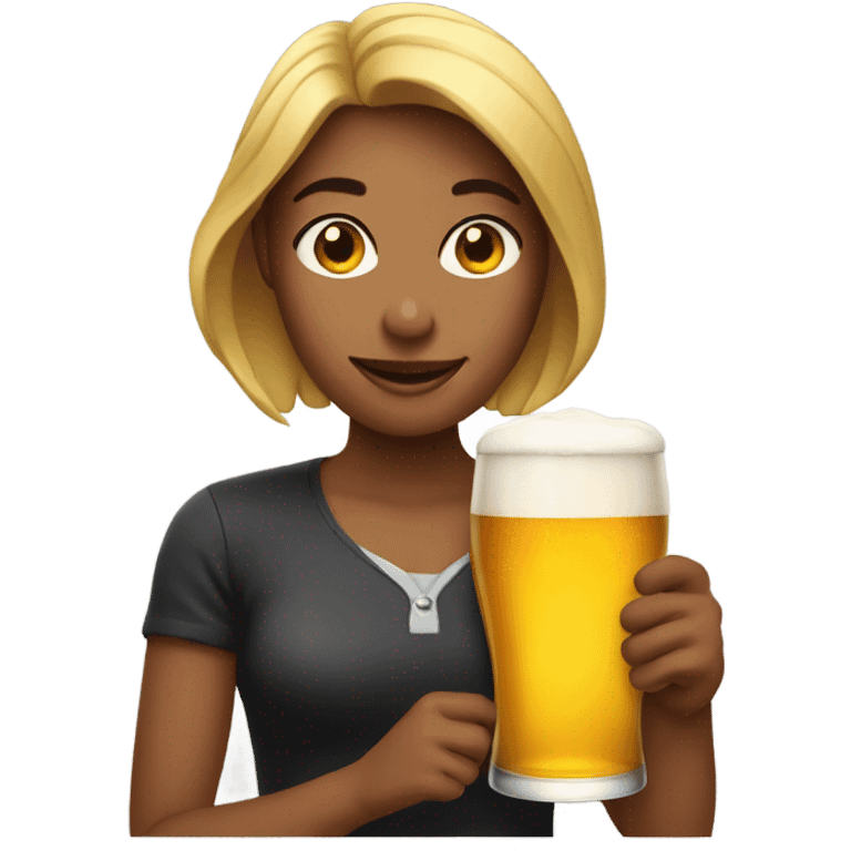 Woman holding a beer emoji