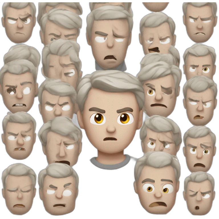 tired white man with very very very short hair in gray sweatshirt is very very very angry emoji