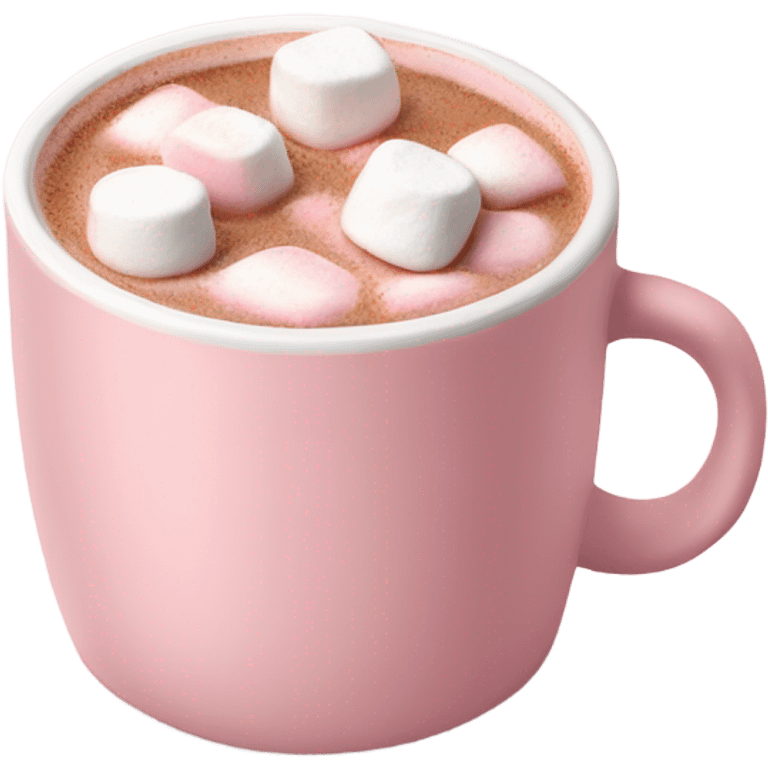 Light Pink mug of hot chocolate with marshmallows  emoji