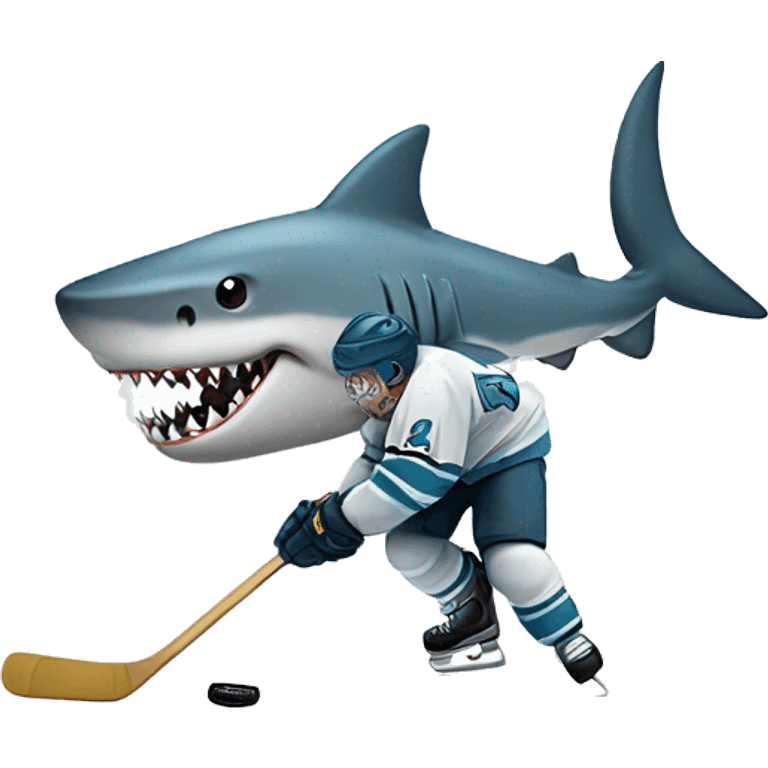 Shark playing hockey emoji