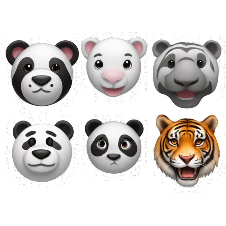 A panda an elephant and a tiger in a line emoji