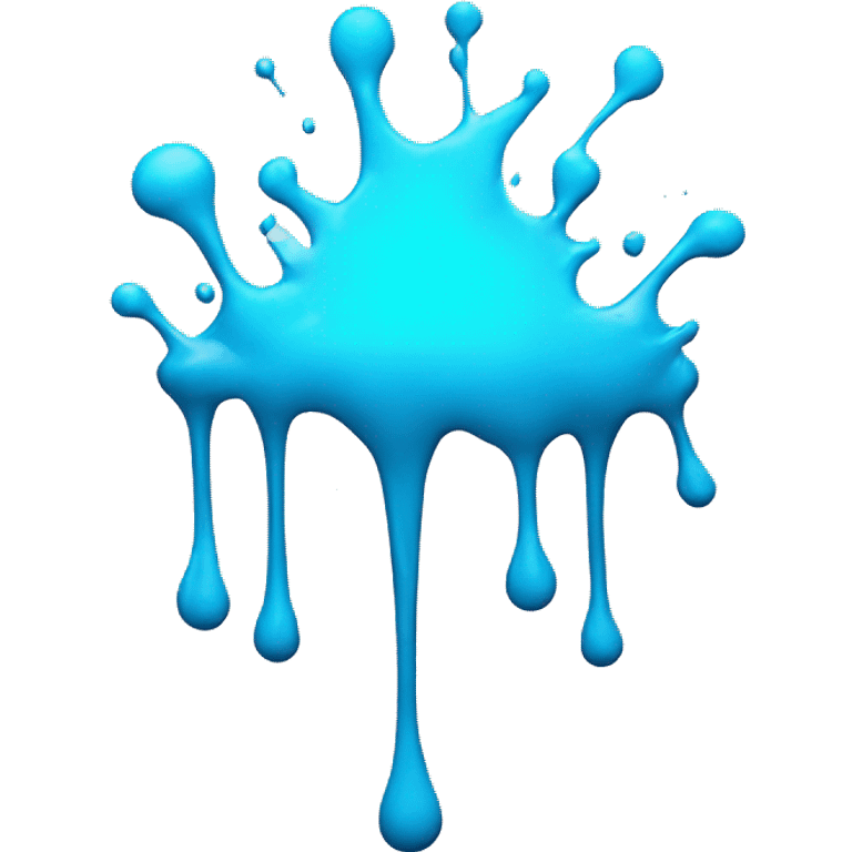 Glowing Cyan blue paint splash splatter emoji