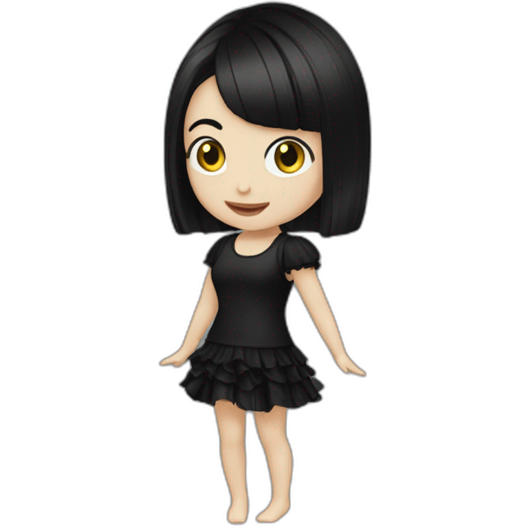 Caucasian-goth-girl-with-black-hair-dancing emoji