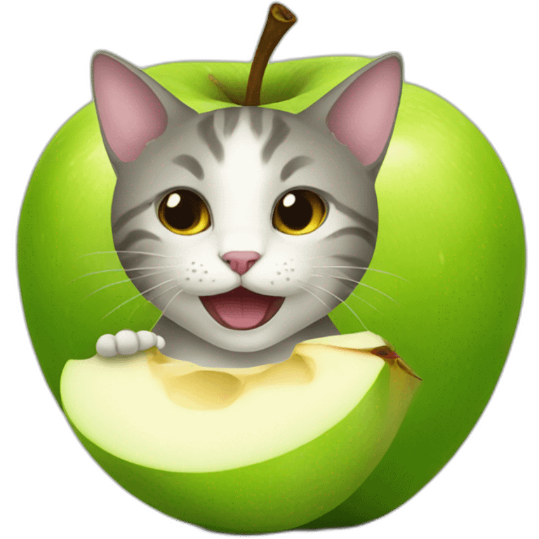 Cat eats apple emoji