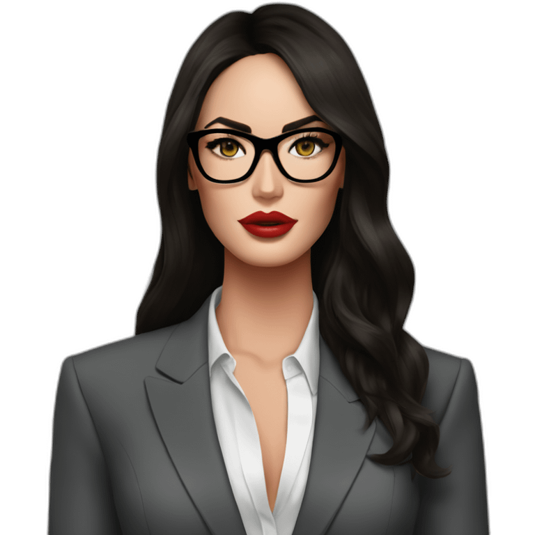 Megan Fox con lentes y blazer emoji