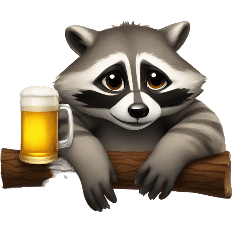 drunk raccoon lying on his back drinking beer emoji