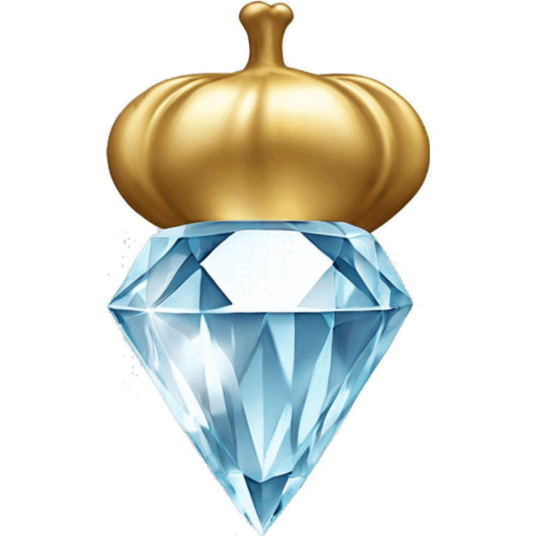 a Diamond Acorn, sparkling cut diamond, with stem of gold emoji