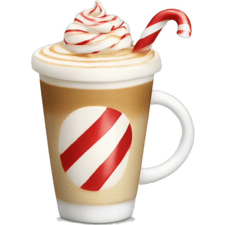 Latte with candy cane emoji