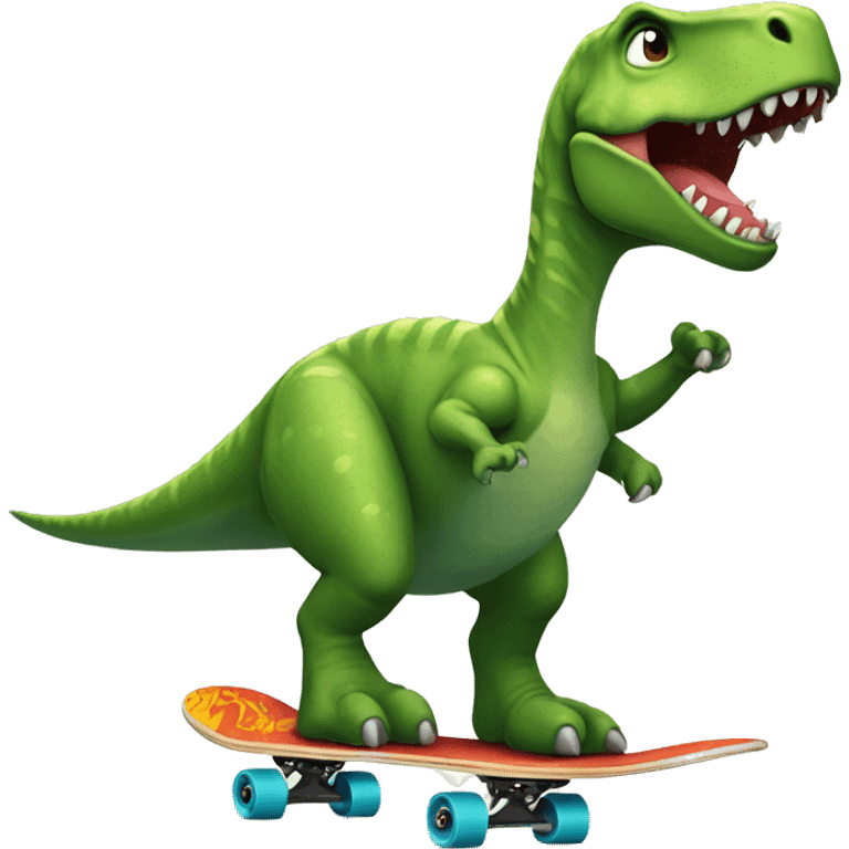 Dinosaur riding a skateboard ￼ emoji