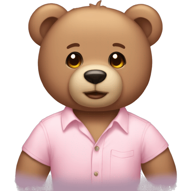 Teddy bear with a light pink shirt aesthetic  emoji