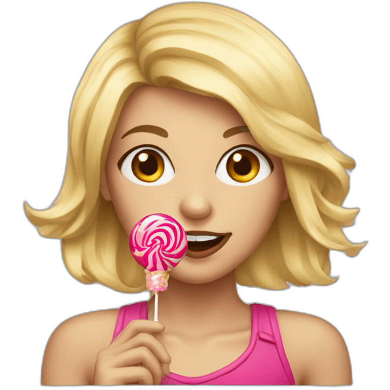 blond girl with lolipop in mouth emoji