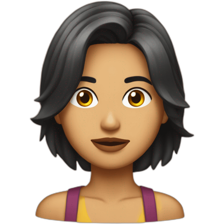 Chica morena pensando emoji