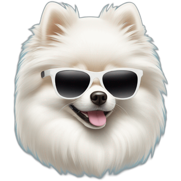 white pomeranian with sunglass emoji