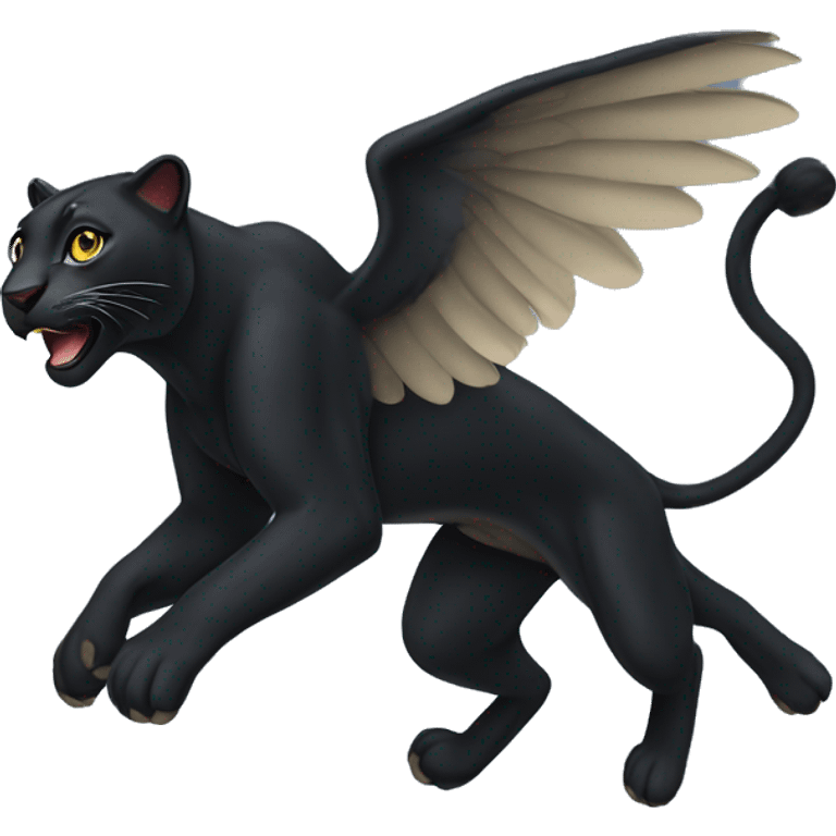 winged black leopard leaping emoji