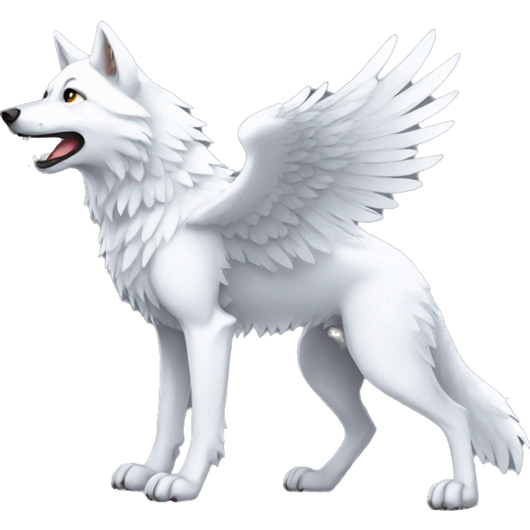 White Winged Wolf full body emoji