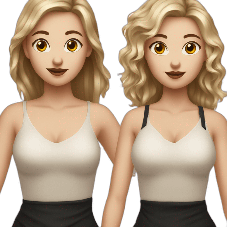 Three white girls with random hair in black drasses emoji