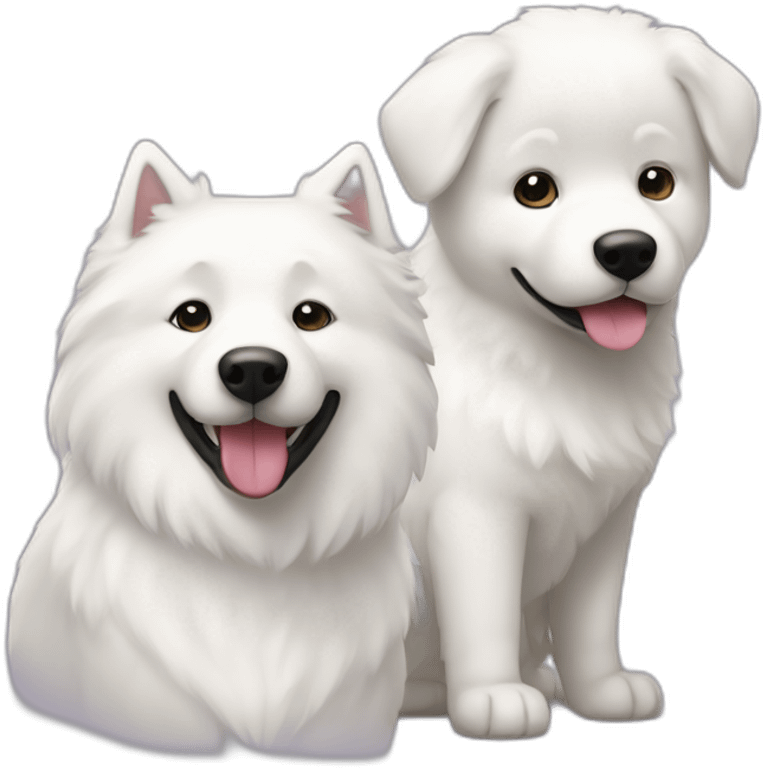 white samoyed and black labrador emoji