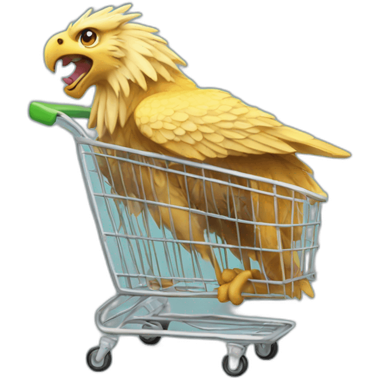 A gryphon in a shoppingcart emoji