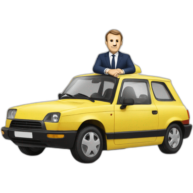 Macron with a car emoji