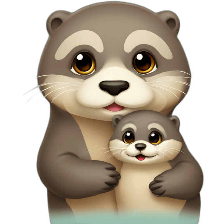 Bébé loutre avec maman loutre emoji