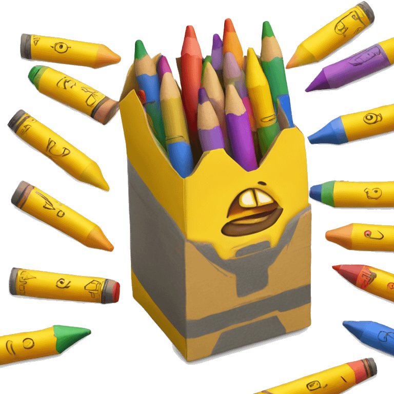 Yellow Crayon Box with 6 Crayons Inside emoji