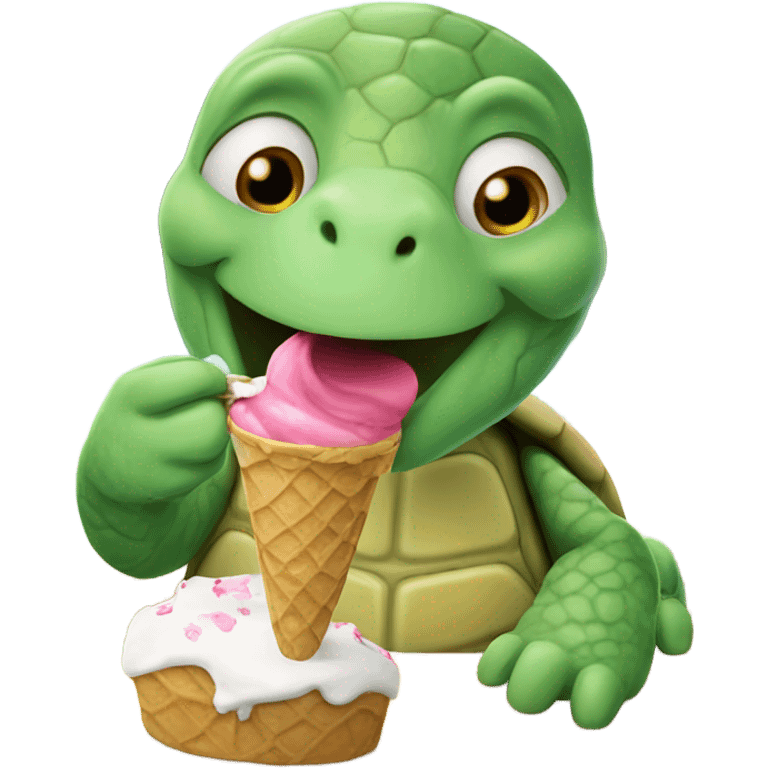 Turtle eating ice cream emoji