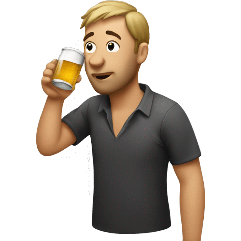 Drunk guy drinking beer emoji