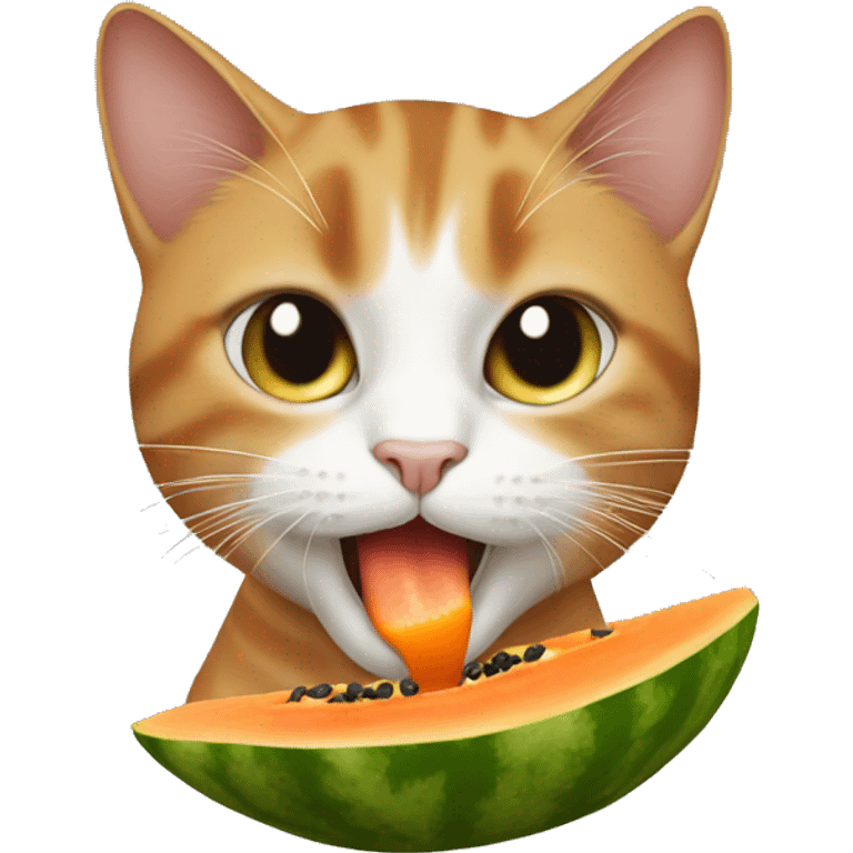 Cat eating papaya emoji