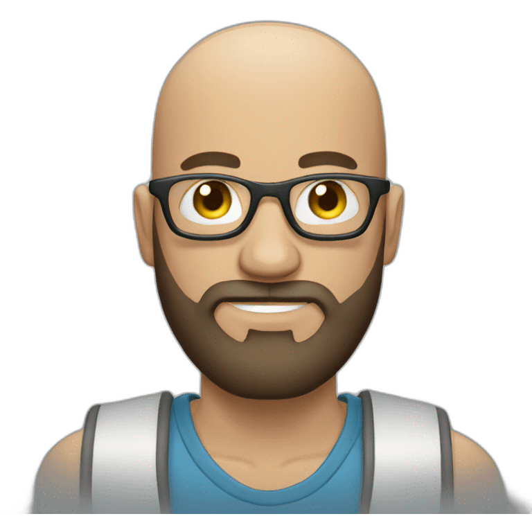 Bald guy photographer with beard  emoji