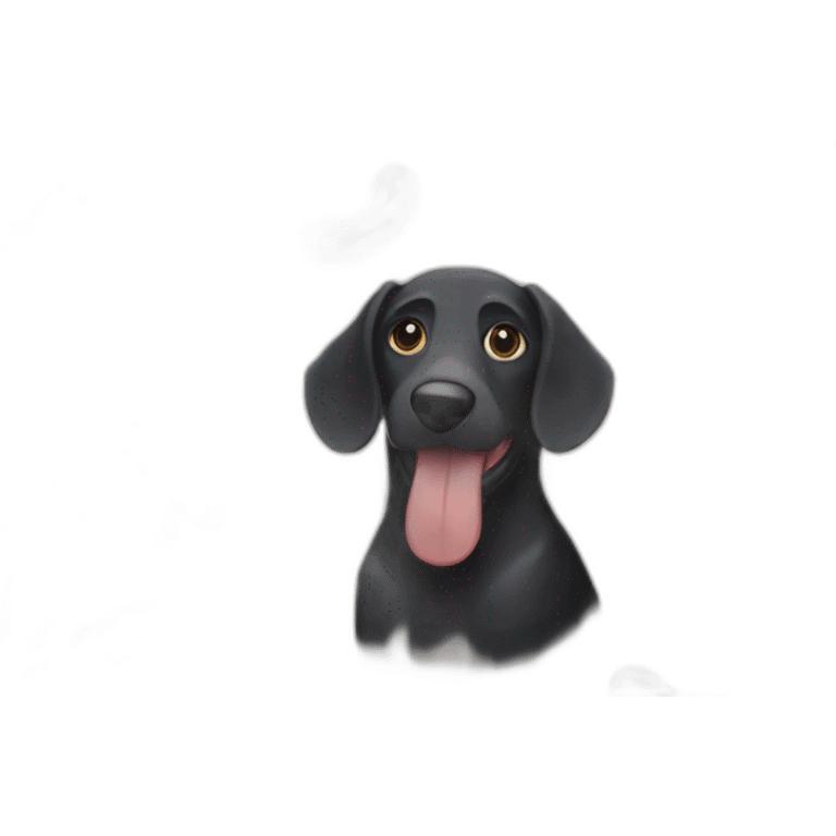 Perro salchicha mini, muy tierno, su cabeza es negra, el pelaje negro de dalmata y un corazón  emoji