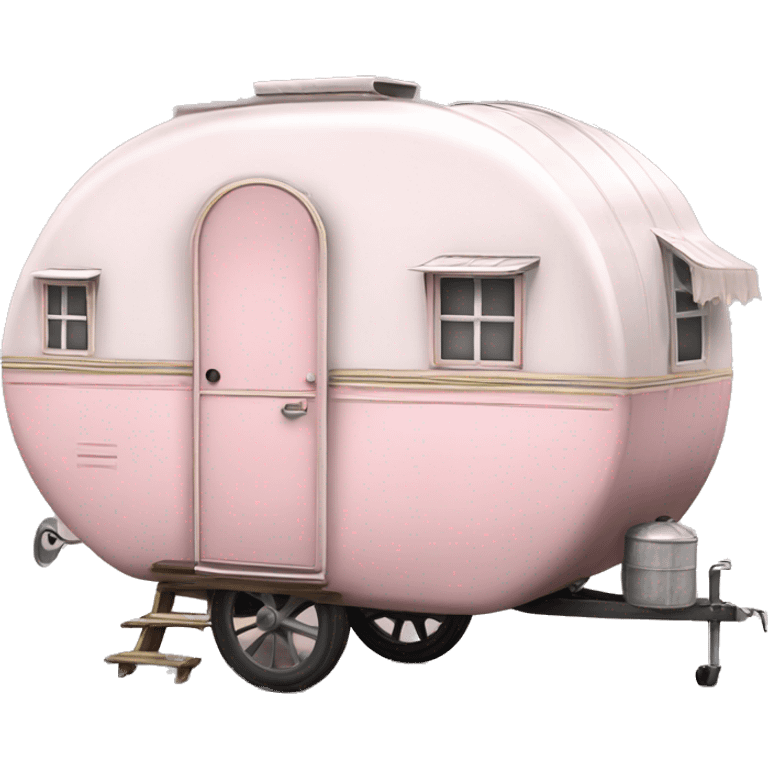 Realistic light pink vintage round gypsy caravan wagon camper emoji