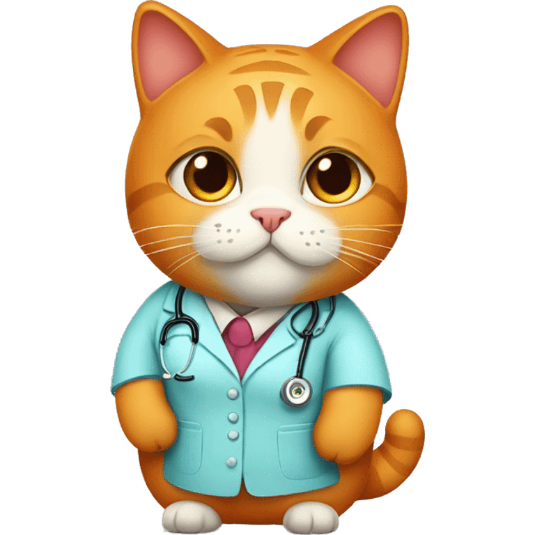 Fat orange cat dressed as a female doctor emoji