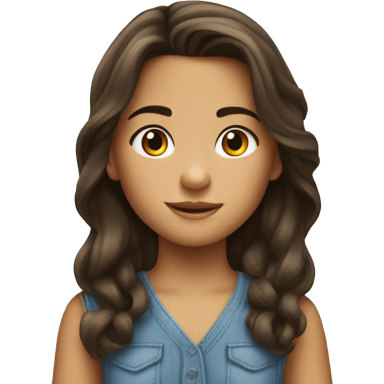 Brunnete little kid with brunnete beautiful girl  emoji