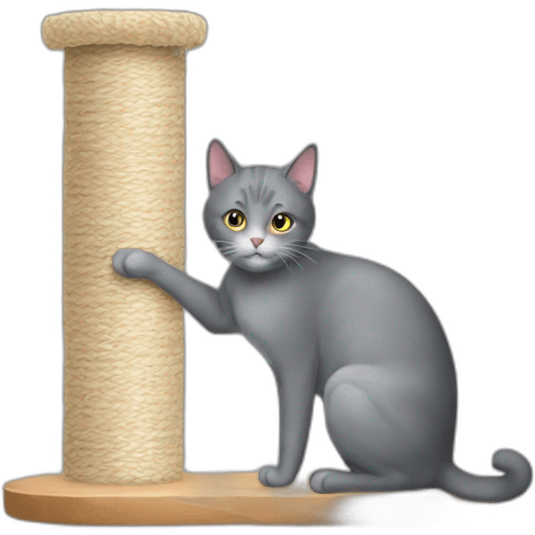 Scratching post and grey cat emoji