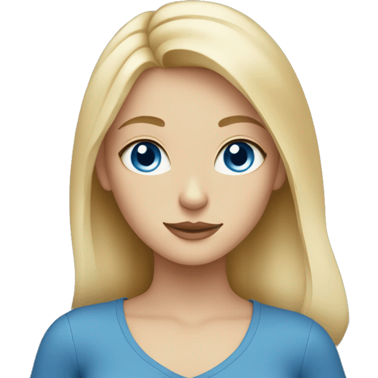 Blonde girl with blue eyes and cat emoji