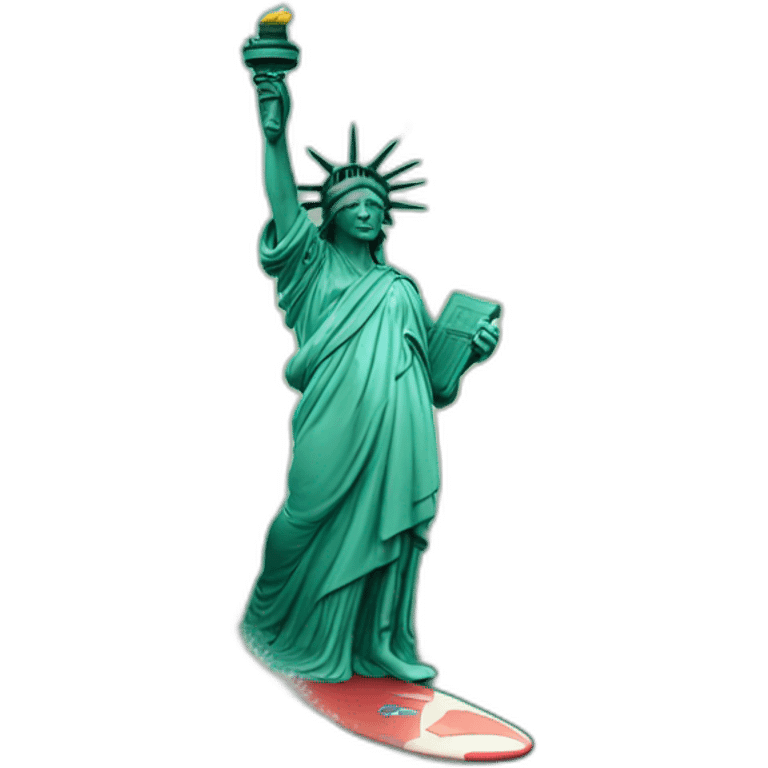 statue of liberty surfing on wave emoji